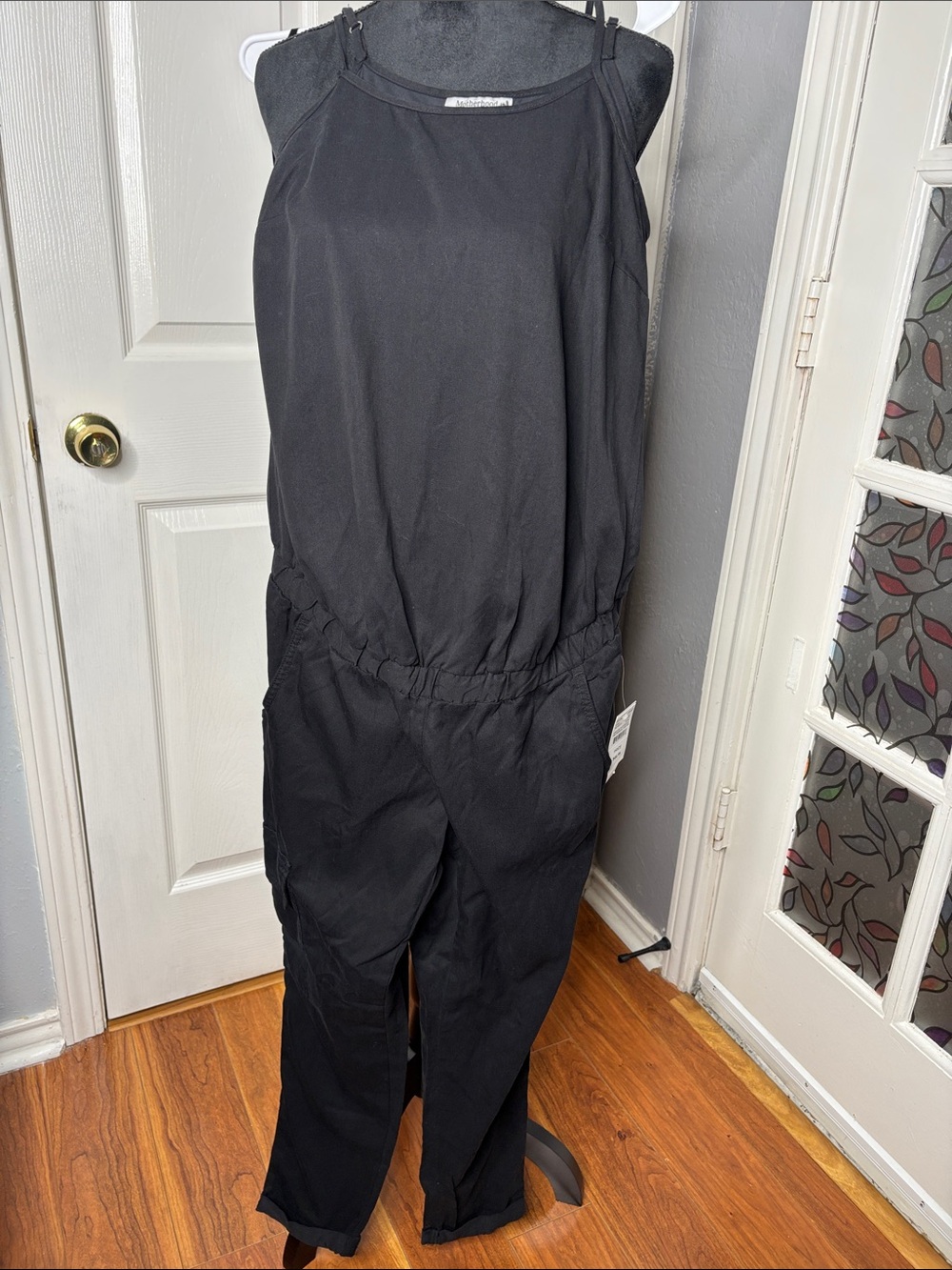 Motherhood Maternity Black Sleeveless Jumpsuit with Elastic Waistband